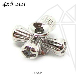 Разделительные бусины с фианитами 4х8 мм (родий)