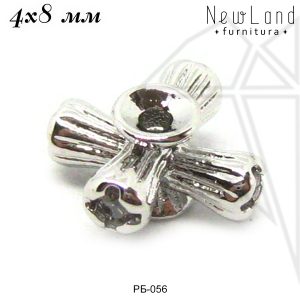 Разделительные бусины с фианитами 4х8 мм (родий)