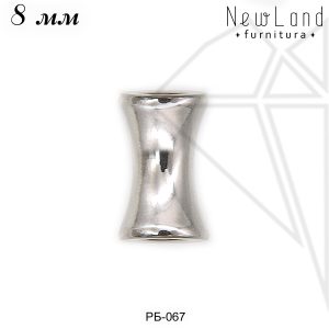 Бусина "косточка" 8 мм (родий)