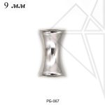 Бусина "косточка" 9 мм (родий)