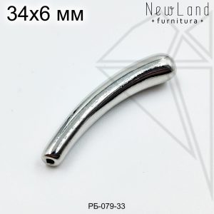 Бусина барочная жемчужина 33х6 мм (родий)