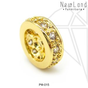 Разделительная бусина с фианитами 6 мм (золото)