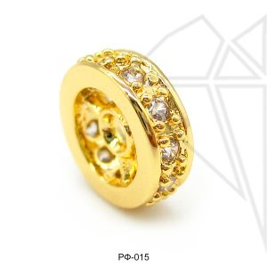 Разделительная бусина с фианитами 6 мм (золото)