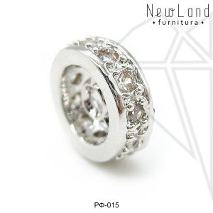 Разделительная бусина с фианитами 6 мм (родий)