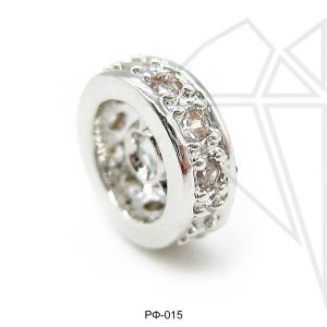 Разделительная бусина с фианитами 6 мм (родий)