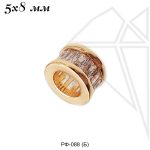 Разделительные бусины с фианитами 5х8 мм (золото)