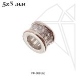 Разделительные бусины с фианитами 5х8 мм (родий)