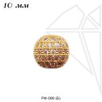 Разделительные бусины с фианитами 10 мм (золото)