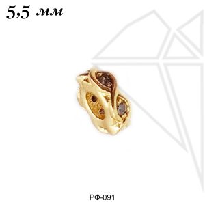 Разделительная бусина с фианитами 5,5 мм (золото)