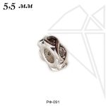 Разделительная бусина с фианитами 5,5 мм (родий)