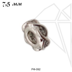 Разделительная бусина с фианитами 7,5 мм (родий)