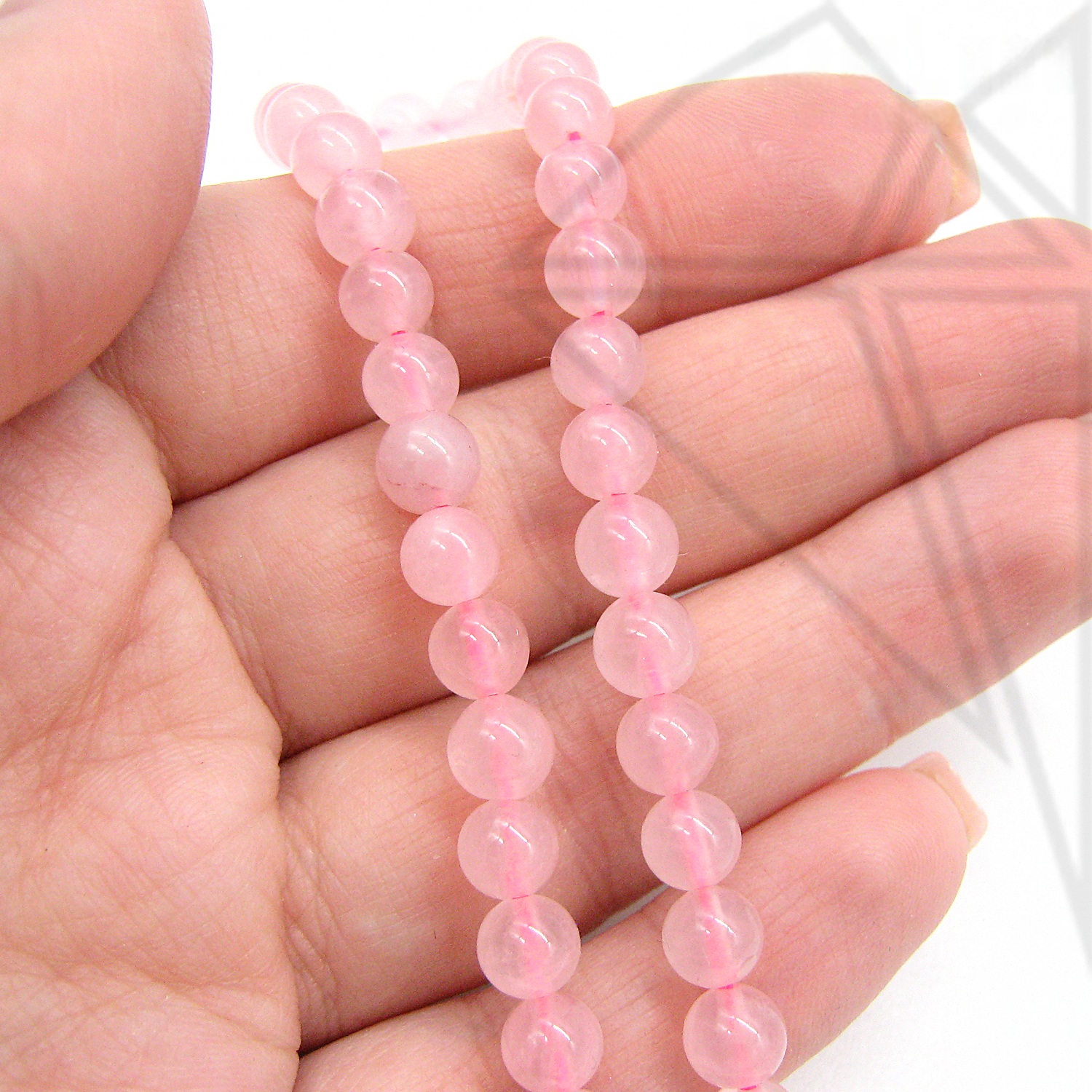 Кварц розовый круглый глянцевый 6 мм НИТЬ