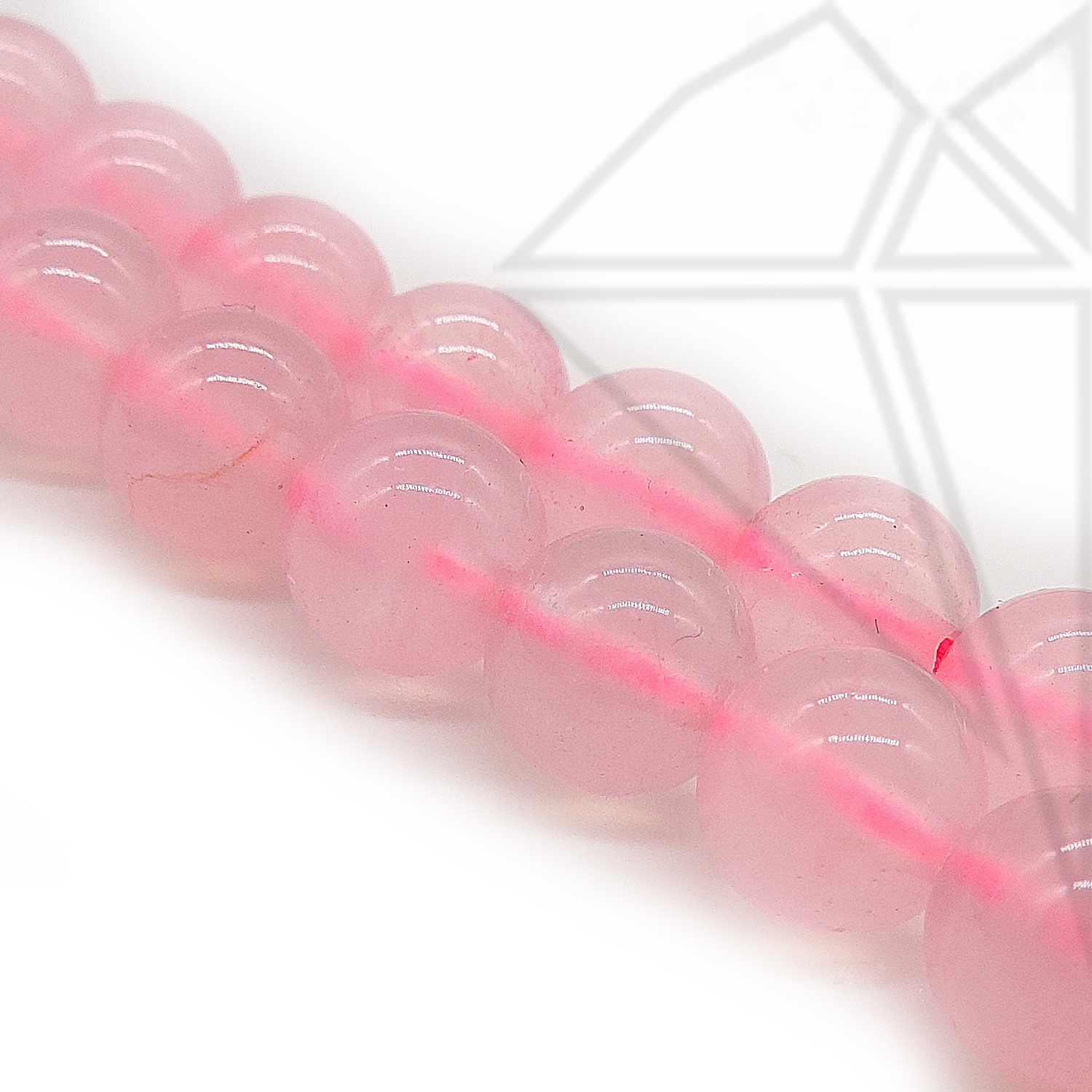 Кварц розовый круглый глянцевый 8 мм НИТЬ