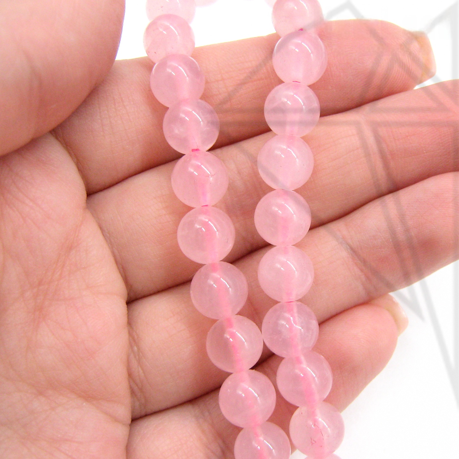 Кварц розовый круглый глянцевый 8 мм НИТЬ