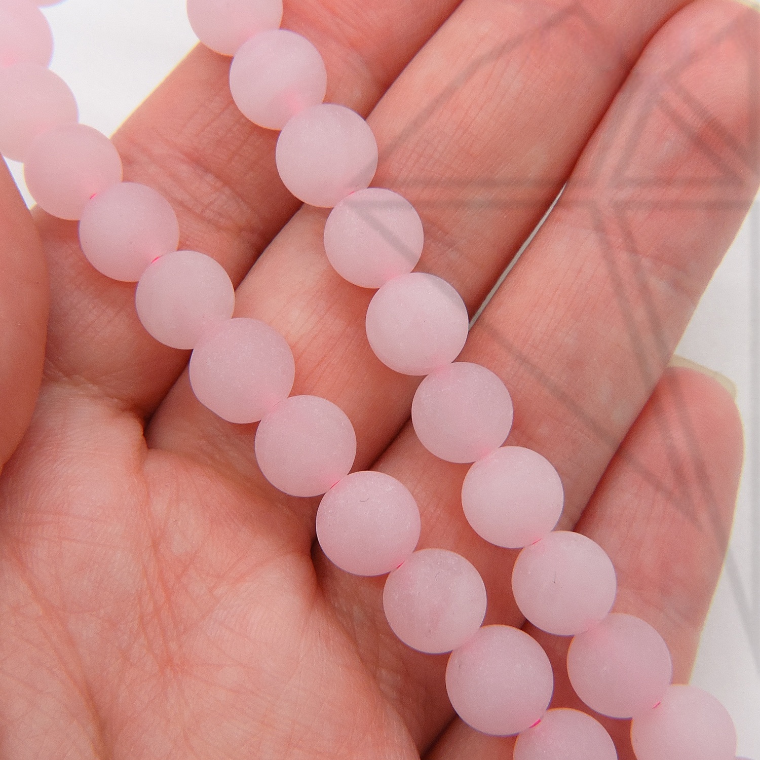 Кварц розовый круглый матовый 8 мм НИТЬ