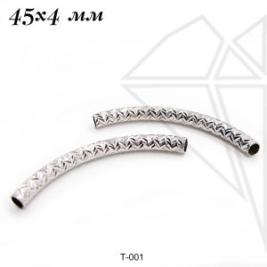 Трубочки с огранкой 45х4 мм (родий)