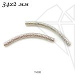 Трубочки с огранкой 34х3 мм (родий)