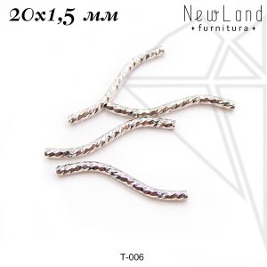 Трубочки с огранкой изогнутая 20х1,5 мм (родий)