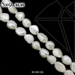 Жемчуг овальный белый 10х11 мм 1/2 нити (класс ААА)