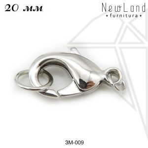 Замок карабин 20 мм (родий)