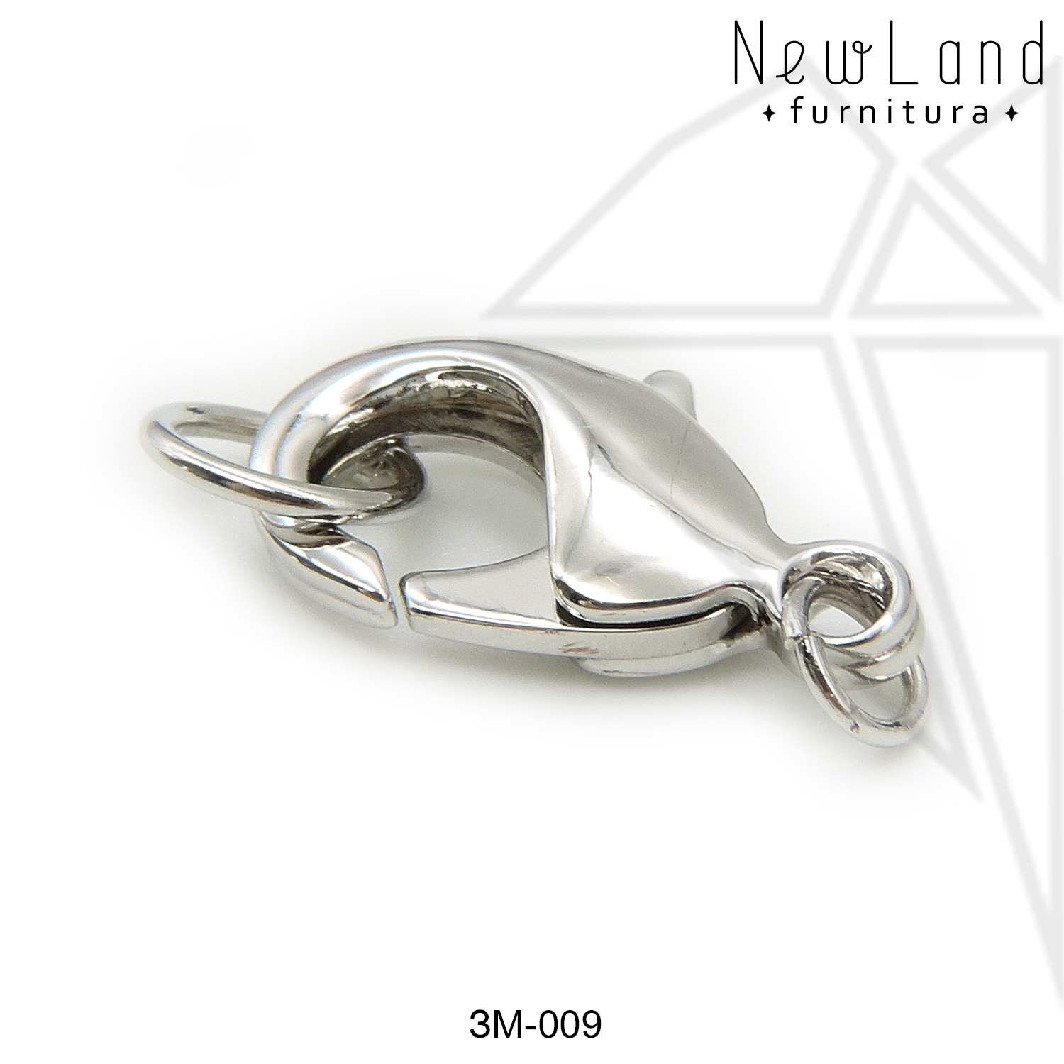 Замок карабин 20 мм (родий)