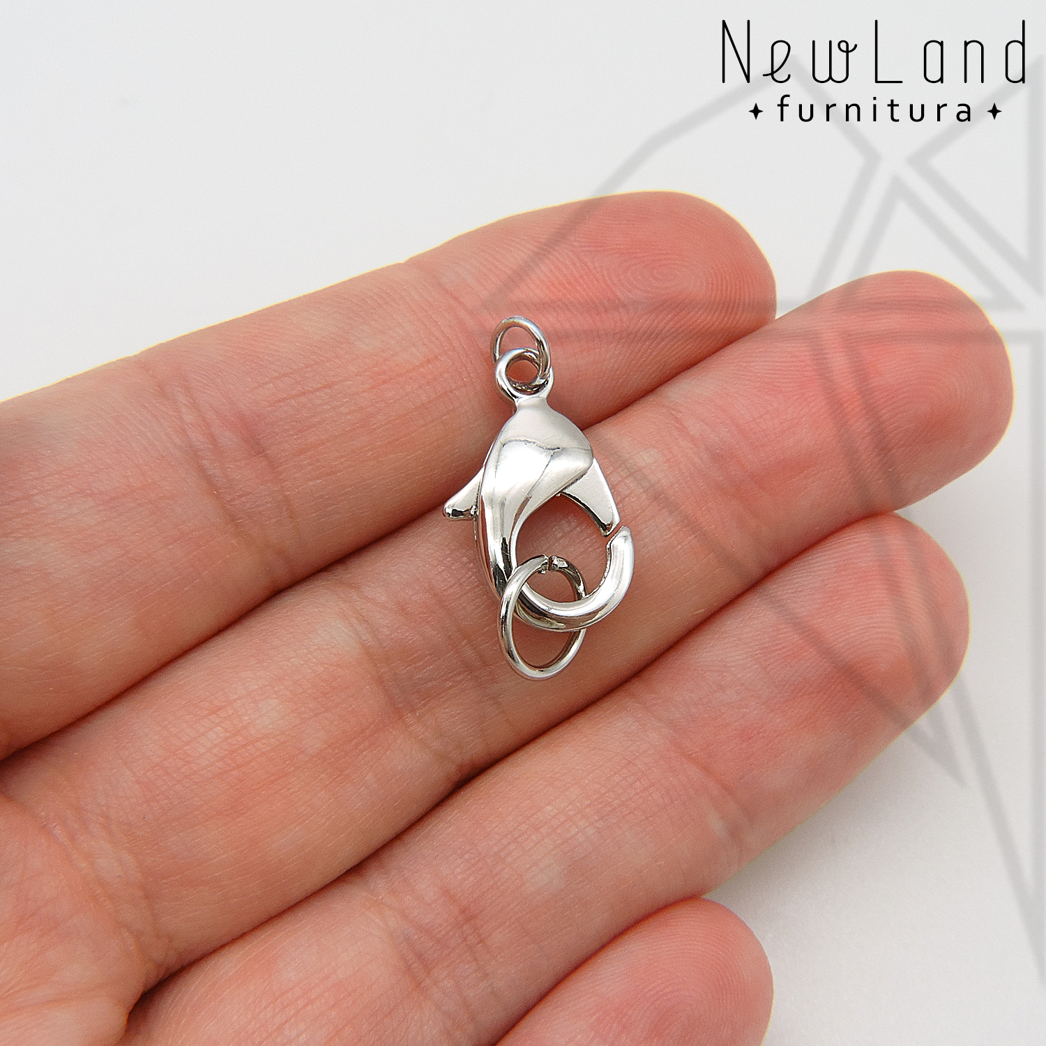 Замок карабин 20 мм (родий)