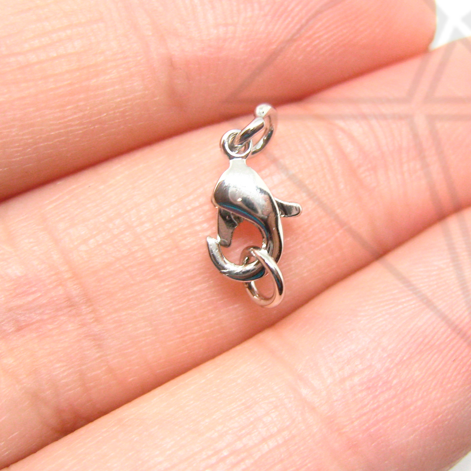 Замок карабин 10 мм (родий)