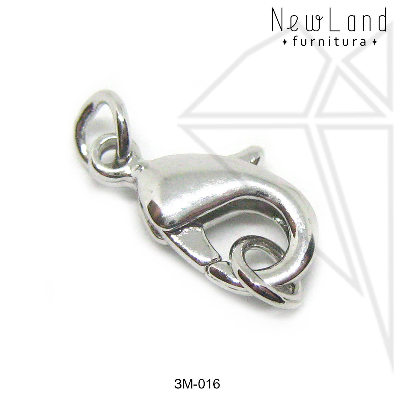 Замок карабин 12 мм (родий)