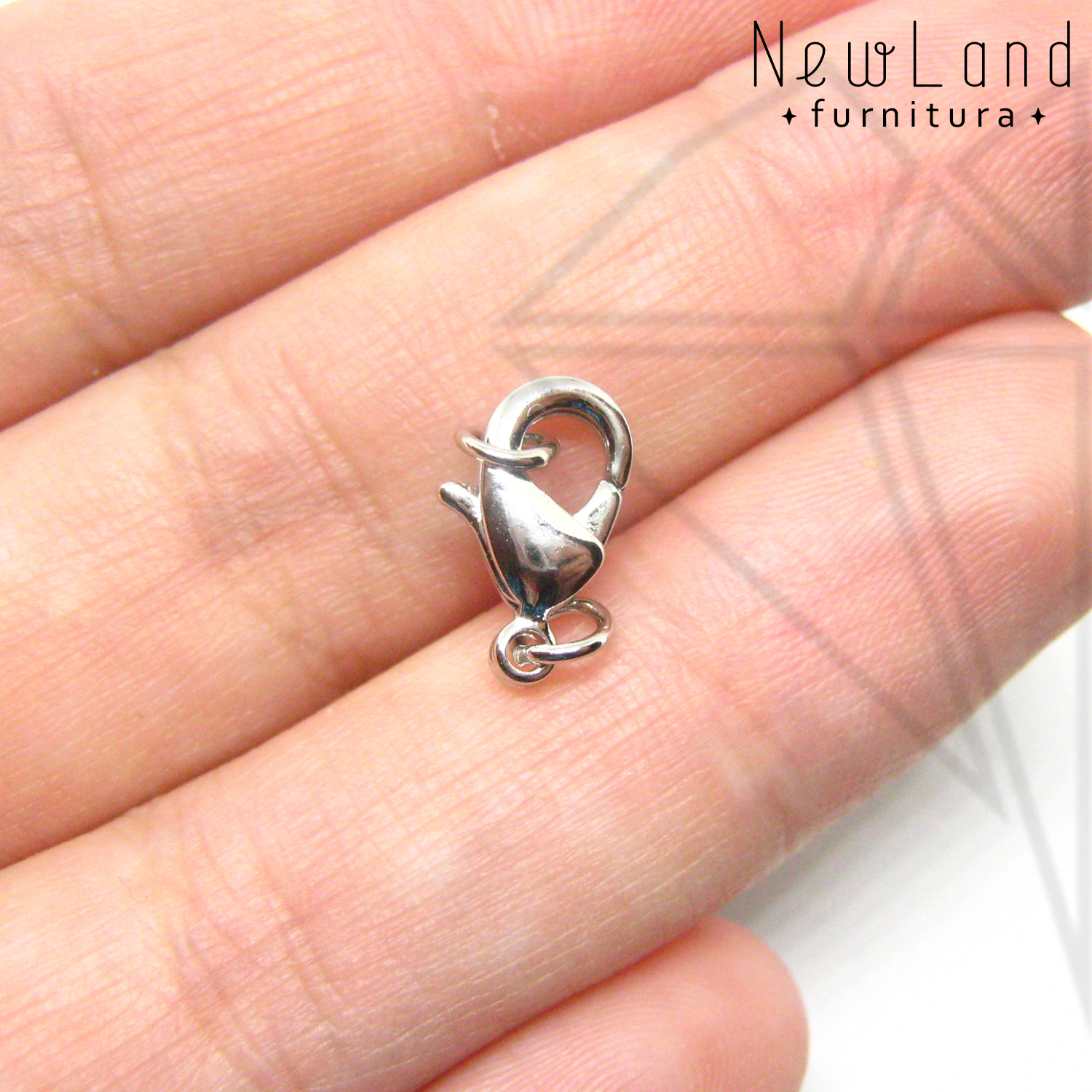 Замок карабин 12 мм (родий)