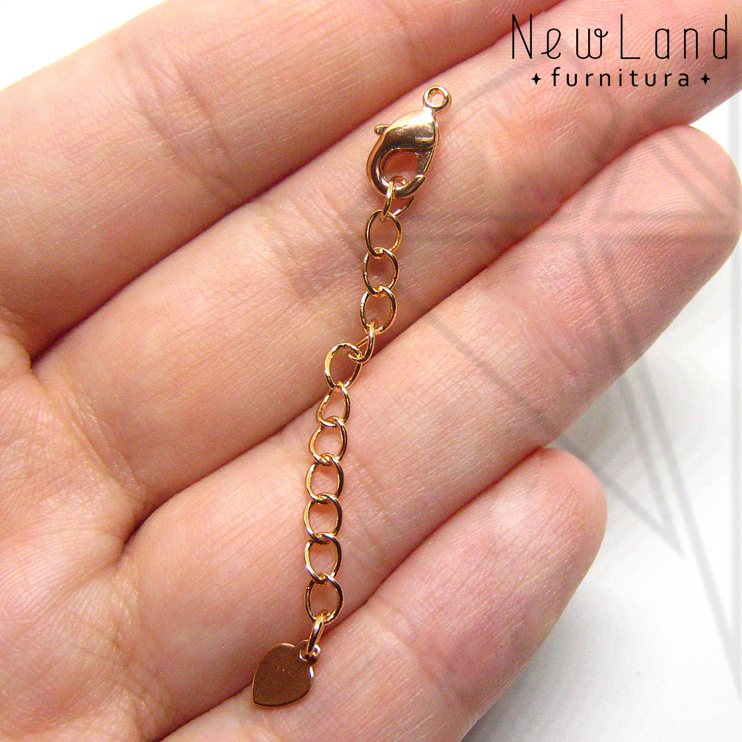 Замок карабин с удлинительной цепочкой 10 мм (золото)