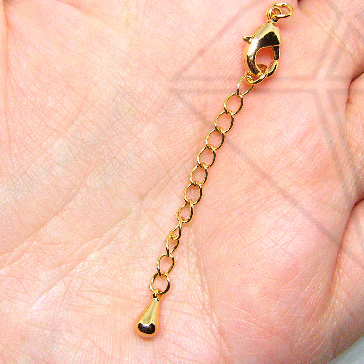 Замок карабин с удлинительной цепью 12 мм (золото)