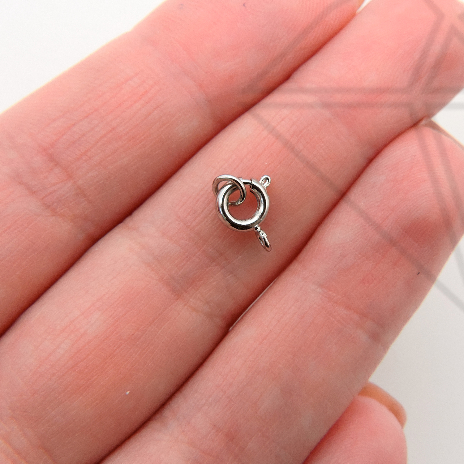 Замочек круглый шпрингель 7 мм 50 шт (родий)