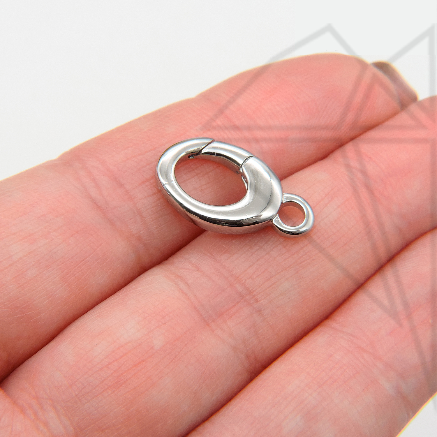 Замок карабин овальный 20 мм (родий)