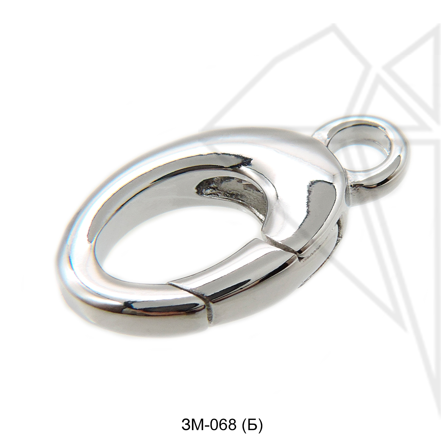 Замок карабин овальный 20 мм (родий)