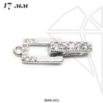 Замок с фианитами складной 17 мм (родий)