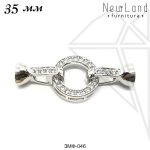 Замок двойной с фианитами 14х35 мм (родий)