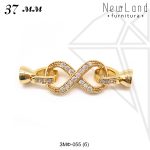 Замок складной с фианитами 10х37 мм (золото)