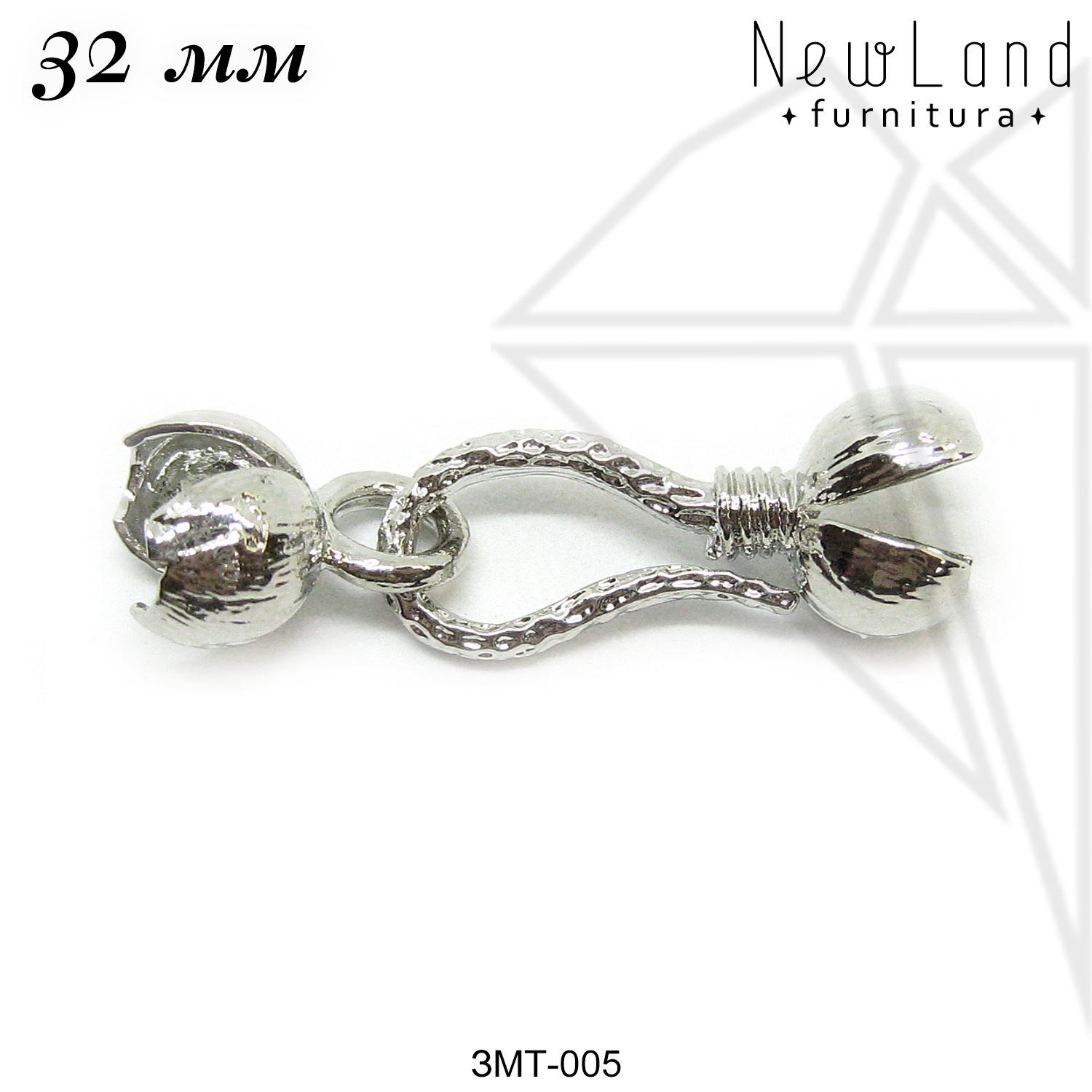 Замок крючок 25 мм (родий)