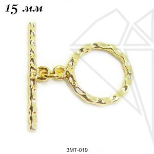 Замок тогл фактурный 15 мм (золото)