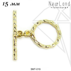 Замок тогл фактурный 15 мм (золото)