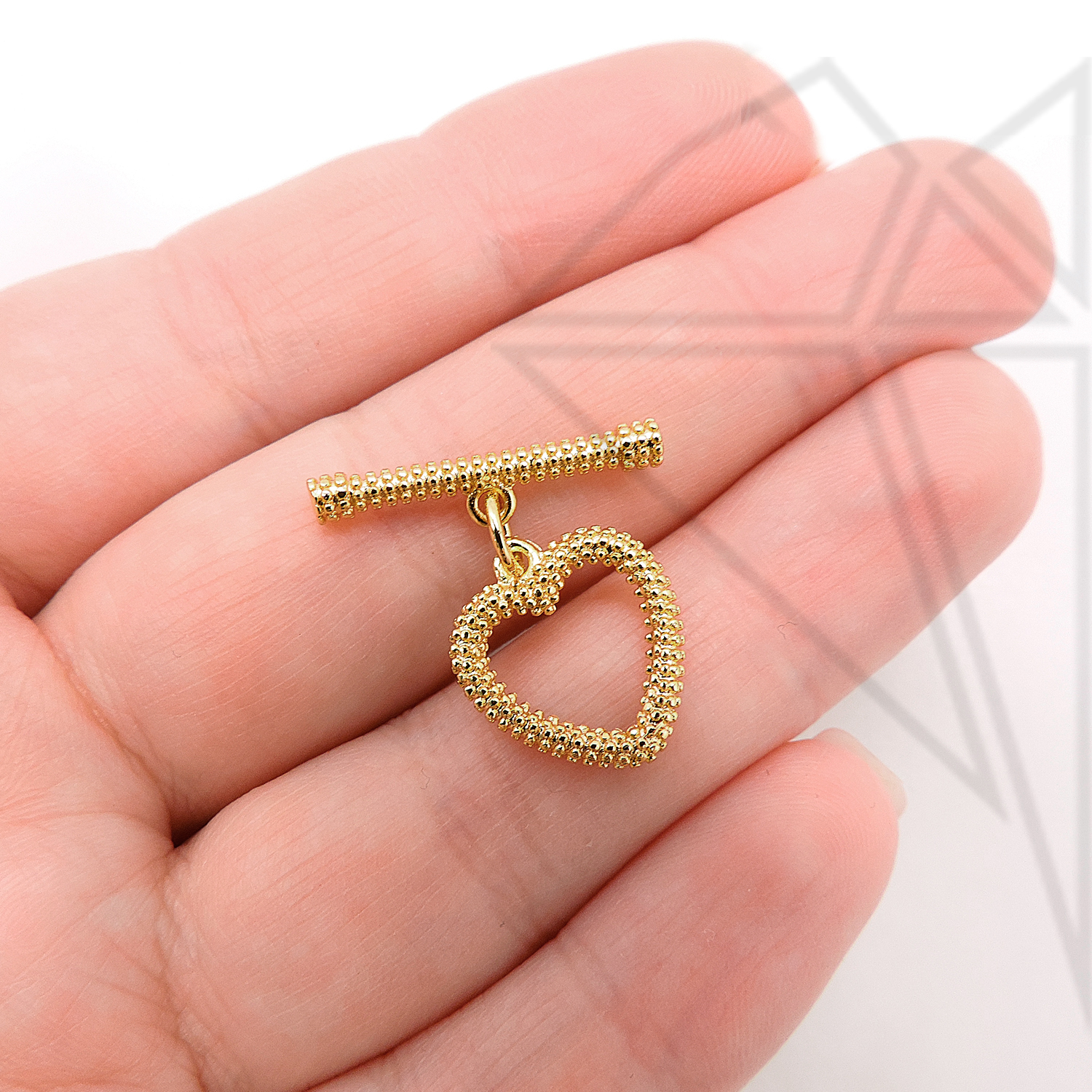 Замок тогл сердечко 15 мм (золото)