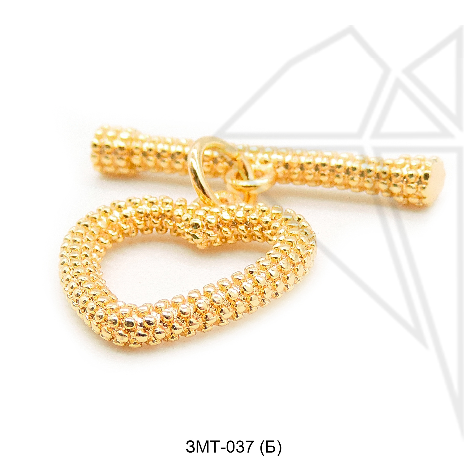 Замок тогл сердечко 15 мм (золото)