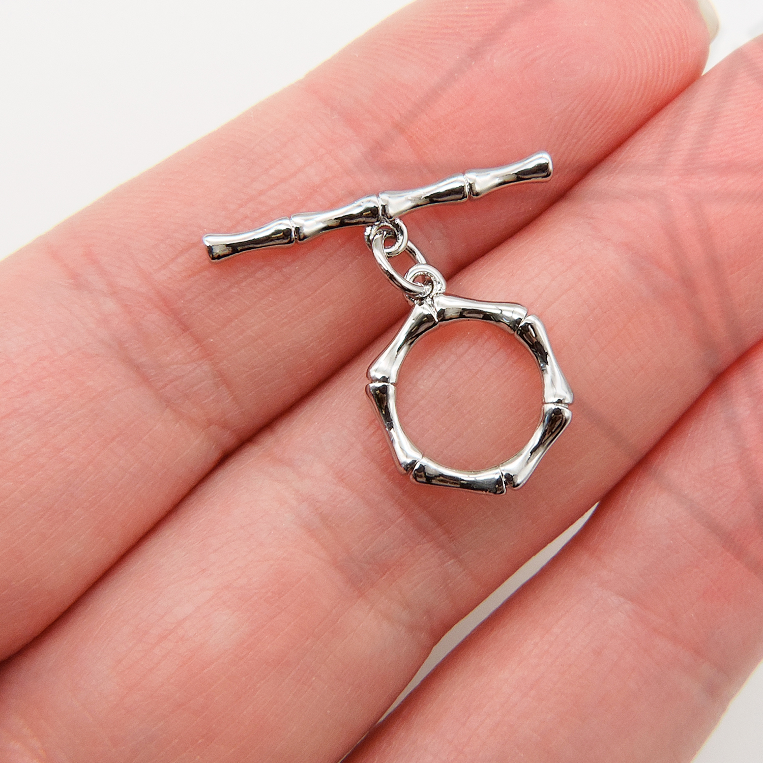 Замок тогл бамбук 12 мм (родий)