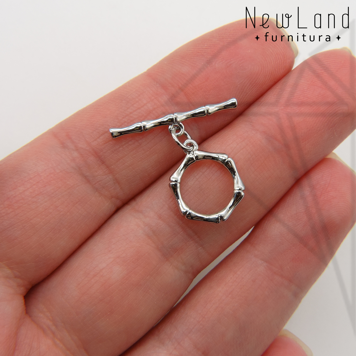 Замок тогл бамбук 12 мм (родий)