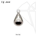 Подвеска капля 14 мм (родий)