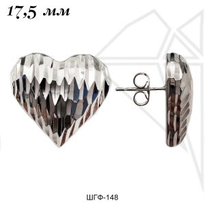 Швензы-гвоздики сердца 17,5 мм (родий)