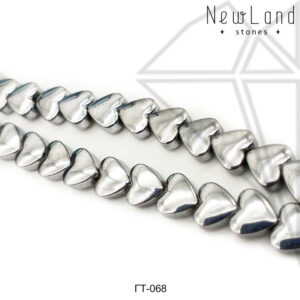 Гематит сердечки серебристый 8 мм 1/2 нити