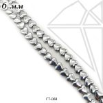 Гематит сердечки серебристый 6 мм 1/2 нити