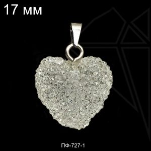 Подвески "Сахарные сердечки" белые 17 мм (родий)