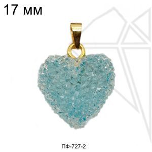 Подвески "Сахарные сердечки" светло-голубые 17 мм (золото)